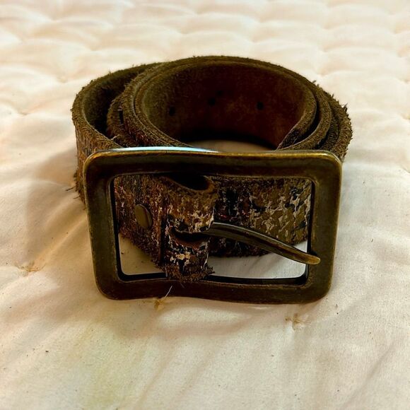 LEATHER ISLAND BY BILL LAVIS PERFECTLY DISTRESSED MEN'S leather belt size 38 - Picture 7 of 13